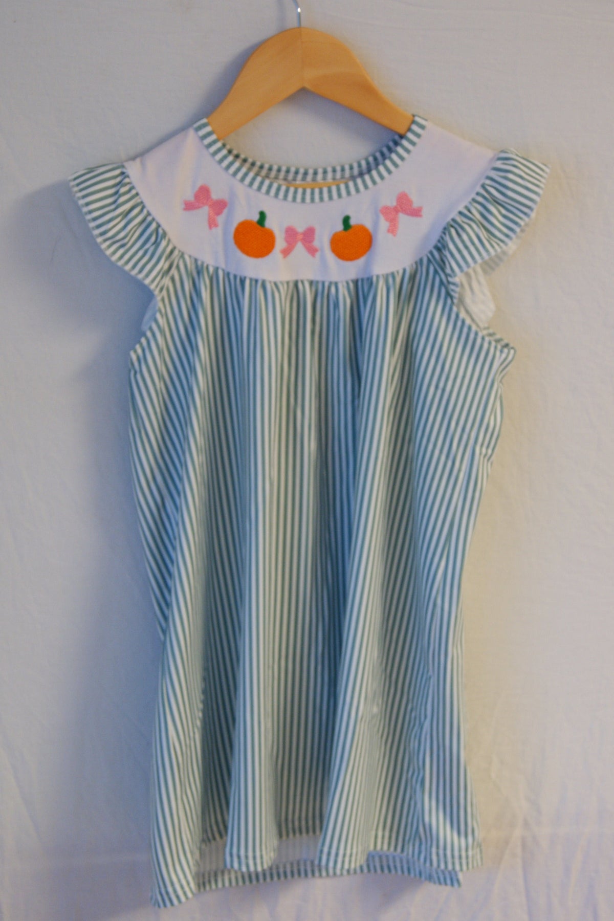 Pumpkin & Bow Striped Dress