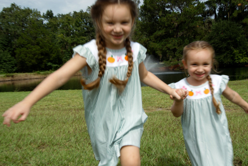 Pumpkin & Bow Striped Dress