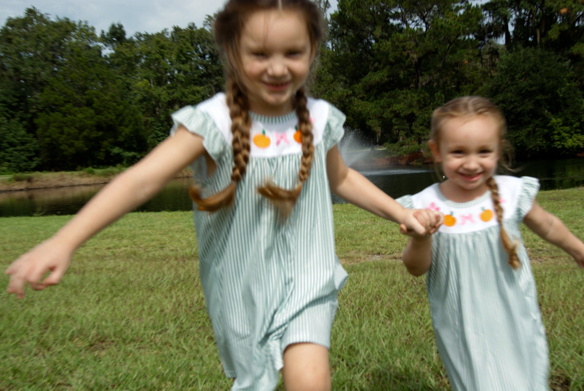 Pumpkin & Bow Striped Dress